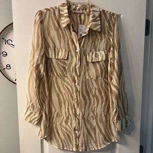 NWT  Soft Surroundings semi sheer long blouse size M